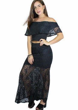 Descrição Breve:Conjunto composto por cropped com babado em renda e saia longa com forro em suplex e corpo em renda.Produto de Excelente Qualidade com Modelagem... 