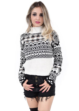 Blusa jacquard gola alta rendada com detalhe padraria. proporcionando qualidade, alta durabilidade e um caimento perfeito. confeccionada em 100% ACRÍLICORecomendação:  lavar a mão.    