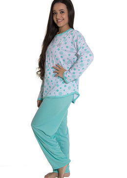 Pijama longo de malha, tecido confortável e com ótimo caimento.A blusa do pijama possui manga comprida, com gola redonda e uma bela estampa na parte... 