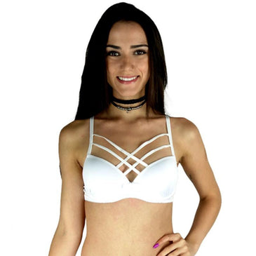 Esse lindo soutien, todo trabalhado em renda é modelo Strappy, última tendência. A sensualidade da peça, fica por conta das tiras Strappy na parte da... 