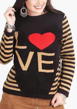 Blusa Tricot listrada manga longa Composição: 100% Acrílico 