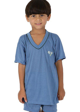Pijama infantil, cara de criança moderna! Feito em malha, com camiseta de modelagem soltinha, manga curta e gola em V. Short com elástico confortável na cintura.... 
