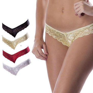 Kit 4 calcinha tanga asa delta em rendaO kit contém 4 peças, porém não será possível a escolha das cores, os produtos serão enviados conforme o... 