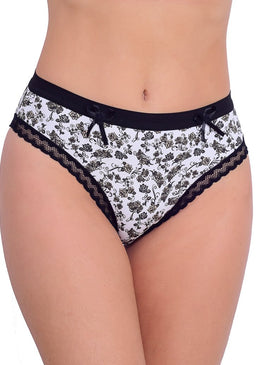 Calcinha de cotton estampado em modelagem tradicional com elástico tipo rendinha nas pernas e elástico sanduichão na cintura. É uma calcinha que tem as combinações perfeitas de beleza e conforto... 