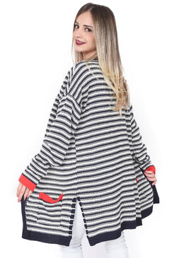 Casaco cardigan tricot abertura lateral e bolso .                                   ... 