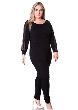 Marca: LepoqueBlusa Plus Size Viscolycra e Chiffon com PedrariaComposição do produto: 94% viscose 6% elastanoImportante:- Os acessórios utilizados na produção das fotos não acompanham o produto.  