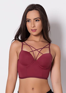 Sutiã de bojo, todo confeccionado em microfibra lisa. Modelo cropped com strappy, alças reguláveis . Super sensual e com modelagem confortável serve para ser usado... 