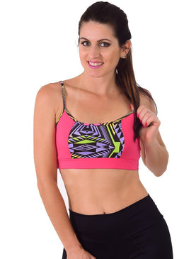 Kit 3 peças Top Fitness sem bojo fabricado em suplex de poliéster liso com detalhe em suplex estampado na frente e nas alcinhas. Acompanhando as... 