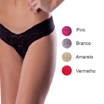 Kit contendo 05 tangas em renda colorido - uma calcinha para cada dia ;)Tangatoda em renda, 100% Poliamida e lateral larguinha.Lindo modelo de tanga asa... 