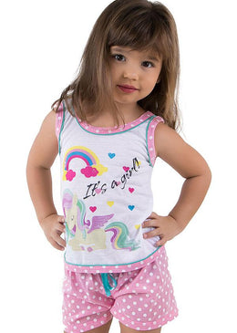 Lindo baby-doll composto por blusa e shortinho de tecido macio e confortável, confeccionado em malha. Com estampa divertida, e alças mais larguinhas. Garantindo conforto para noites mais quentinhas.Composição:100%... 