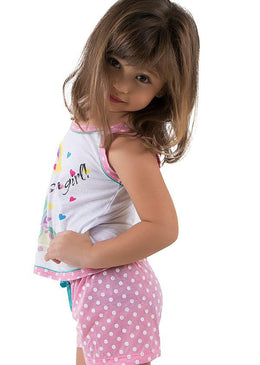 Lindo baby-doll composto por blusa e shortinho de tecido macio e confortável, confeccionado em malha. Com estampa divertida, e alças mais larguinhas. Garantindo conforto para noites mais quentinhas.Composição:100%... 