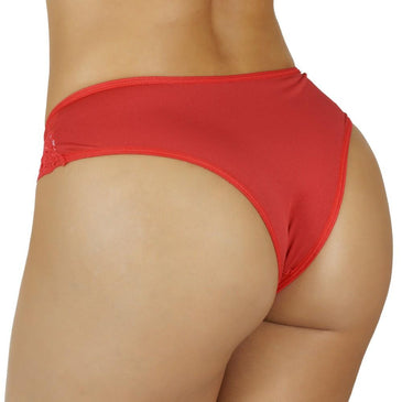 Tanga modelo básica confeccionada em micro fibra com renda nas laterais, na parte da frente detalhe feito em micro fibra com um lacinho de cetim.... 