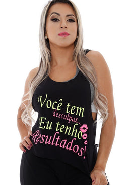 Descrição: Regata Curta Eu Eu tenho Resultados Feminina Coleção Hard Clothing Fit com Estampa na parte da frente em SilkScreen. Regata Fitness Feminina de Tecido Viscolycra de ótima qualidade com... 