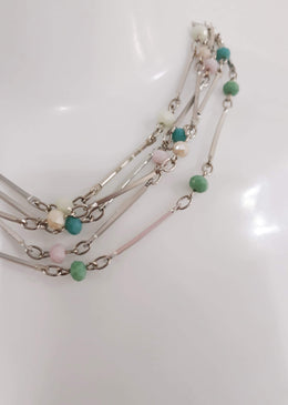 Conjunto Brinco E Colar Cinco Voltas Cristal. DESCRIÇÃO DO PRODUTO:Marca: FEITO A MÃO BIJUTERIAS FINASMateriais: colar cinco voltas com cristais nas cores azul, rosa, verde claro e escuro... 
