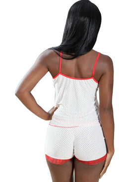 BABYDOLL CONFECCIONADO EM LIGANETE COM ALÇAS FIXAS E DETALHE EM RENDA NA BLUSA E NO SHORT, COM UM LAÇO DE CETIM NO ENTREMEIO FRONTAL.PRA QUEM... 