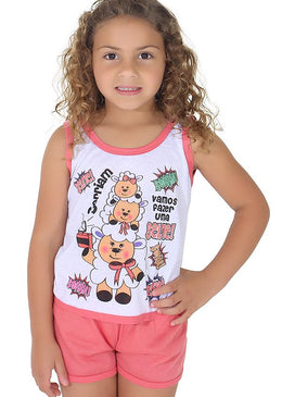 Este lindo babydoll é composto por uma blusa e um shortinho de tecido macio e confortável, confeccionado em malha.Vem com uma blusa toda estampada de... 