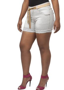 Shorts Berilo c/Cinto Feminina97% Algodão 3% Elastano Ref: 2110    