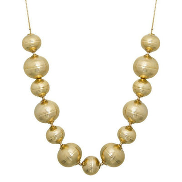 Colar com bolas alternadas pequenas 18,20mm e grandes 24,28mm de metal, folheação bicolor em ouro 18k e grafite, acabamento com corrente veneziana de 40cm mais... 