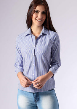 Camisa em algodão , listrada com amarração nas costas, modelagem confortável, ideal para o trabalho e passeio , uma peça coringa para qualquer ocasião.Tabela de... 
