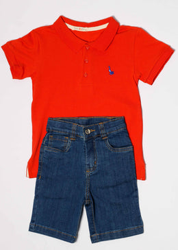 Conjunto infantil meninos, básico e ideal para usar em dias ensolarados.Composição: 98% Algodão | 2% Elastano.SKU: CJTM130 TABELA DE EQUIVALÊNCIA TAMANHO EQUIVALE A: P 0 a... 