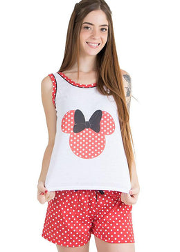 Baby Doll confeccionado em malha, tecido macio e confortável. Camiseta estampada e com alças largas, decote discreto com acabamento em viés. Shortinho todo estampado, com... 