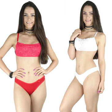 - Super confortável -Conjunto com bojo e detalhes em rendaSutiã com alças fixas e reguláveis-Excelente sustentação-Durável, não desbota e nem desfiaComposição:> 90% POLIESTER >  10% ELASTANO 