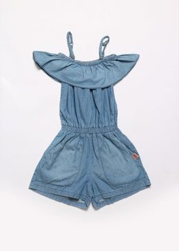 Macaquinho infantil ombro a ombro, com babados.Com elástico na cintura e alça regulável Ideal para dias ensolarados e brincar no parque.SKU: DKMF8Composição: 100% Algodão. TABELA DE EQUIVALÊNCIA TAMANHO... 