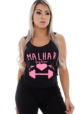 Descrição: Regata Curta Malhar Faz Bem Feminina Coleção Hard Clothing Fit com Estampa na parte da frente em SilkScreen.Regata Fitness Feminina de Tecido Viscolycra de ótima qualidade com acabamento... 