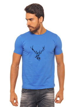 Camiseta Azul Estampada Masculina Joss - Alce , caimento reto e solto.- INFORMAÇÕES: Modelo: 4308 - Cor: AZUL - Composição: 100 % Algodão Lavagem: lavar... 