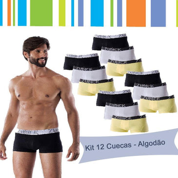 KIT 12 CUECAS BOXER EM ALGODÃO.04 PRETAS,QUATROAMARELAS E 04 BRANCAS.IDEAL PARA AS PESSOAS QUE POSSUEM ALGUM TIPO DE ALERGIA E PARA OS APAIXONADOS PELO ALGODÃO.O... 