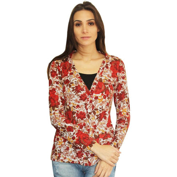  Casaco confeccionado em tecido de poliester e elastano. Estampado floral, com cores predominantes em cinza, amarelo, vinho  e vermelho, acabamento em costura no tom,com bolsos... 