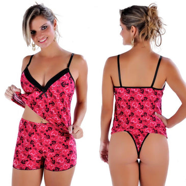 Baby Doll Tri - Legal Milena  Lindo Baby Doll para todos os momentos... Sensual e confortável !!!Cor : Estampada (estampas variadas, Azul coração branco ,pink coração... 