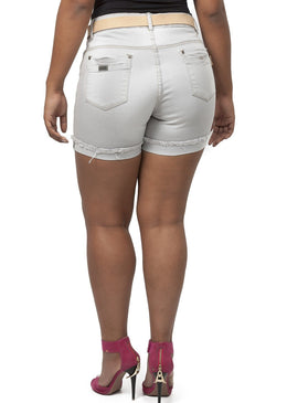 Shorts Berilo c/Cinto Feminina97% Algodão 3% Elastano Ref: 2110    