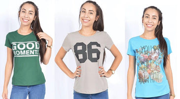 Kit com 10 Blusas Baby Look Sortidas num kit vão 2P 4M 2G 2GG feitas em viscolycra. 