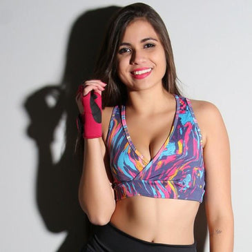 Top Fitness Academia de poliéster estampadoFabricante: Carioca FitComprosição: 90% Poliéster e 10% Elastano 
