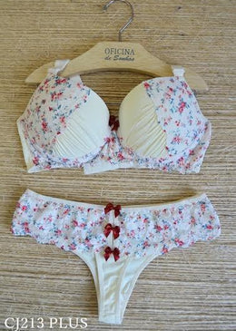 CONJUNTO PLUS SIZE DE MICROFIBRA E RENDA ESTAMPADA, ALÇAS REFORÇADAS, BOJO PROFUNDO, CALCINHA FIO DENTAL. MEGA CONFORTÁVEL E LINDO AO MESMO TEMPO.COMPOSIÇÃO 82% POLIAMIDA   ... 