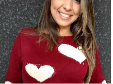 Blusa tricô coração jacquard Composição 100% Acrílico 