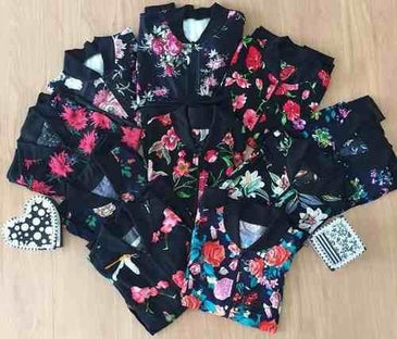 Kit 6 blusas florais tamanhos variados p ao g estampas sortidastecido suplex 