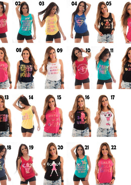 Regata Cavada Menina Fitness OBSERVAÇÃO: Kit compõem 10 Regatas com Estampas Variadas. Estampada em Silkscreen, modelagem cavada e costas nadador.  Esta peça é o equilibrio entre o conforto e o estilo. Para... 