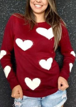 Blusa tricô coração jacquard Composição 100% Acrílico 