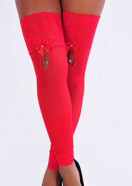 Meia de Tule e Renda 2040C Detalhes do Produto Meia de tule liso com renda na coxa e tornozelo, abertura na frente, viés liso e... 