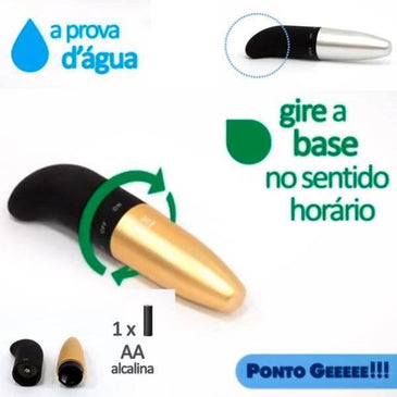 Vibrador Soft Touch Metalizado PONTO GEEE - 13cm Moderno designers, produzido em ABS, para uma penetração suave é diferenciada, tanto na vagina, clitóris e anús, aliadas ao poder... 