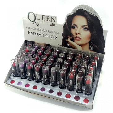 Batom Matte Fosco Queen Caixa nº02 - Display c/ 50 unidades Display com 50 peças em cores sortidas do Display 02 (50 batons em 10... 