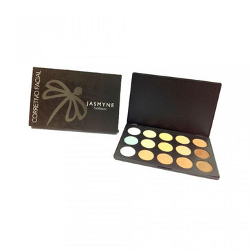 Paleta de Corretivo Facial Jasmyne V669 Itens Inclusos:- 15 corretivos faciais;- Estojo com acabamento fosco. Dimensões:Medidas do estojo do produto fechado: 22,5 cm de comprimento,... 