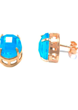 Kit com 3 pares de Brinco com pedra acrílica 10mm azul 