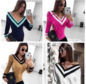 Blusa em V tricoCores variadasTamanho único veste 36 ao 46 ........................................................................................................ 