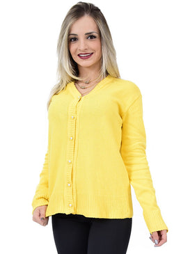 Cardigan manga longa, com botão liso, modelagem ajustada ao corpo.  Tamanho único .   Confeccionado em  80% ALGODÃO 17% POLIESTER  08% ELASTANO 