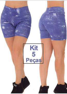 Kit Bermuda Fake Jeans com 5 peças em tamanhos variados. Super em alta no mundo da moda fitness essa bermuda vai te deixar ainda mais diva!Tamanhos... 