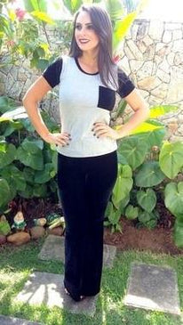 Blusa básica de malha viscolycra com detalhes em veludo nas mangas, bolso e gola. Peça básica que combina com vários looks. Tecido: Viscolycra com veludo.... 