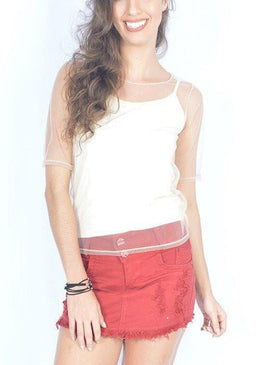 Blusa com transparência, 100% Poliamida, contém o top de viscolycra.   